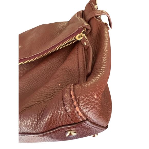 Kate Spade Burgundy Pebbled Leather Shoulder Hobo Bag Soft Slouchy - Picture 12 of 13